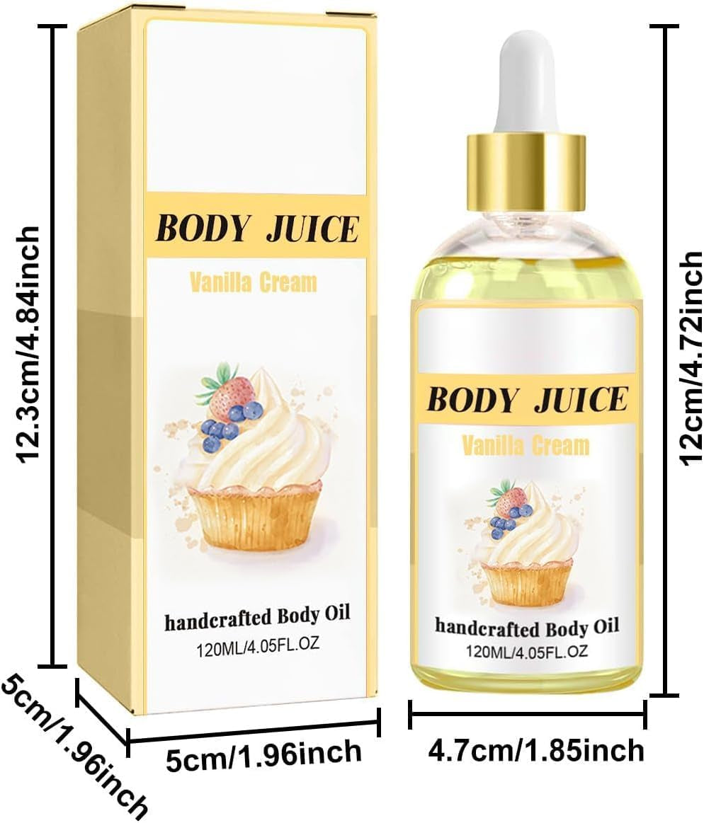 Body Juice Oil Peach Perfect - Body Juice Oil Vanilla,Body Juice Oil Strawberry,Body Juice Oil Mango,Body Juice Cinnamon Bun Body Oil,Wild plus Beauty Body Juice Oil,Hand Crafted Body Oil. (Vanilla)