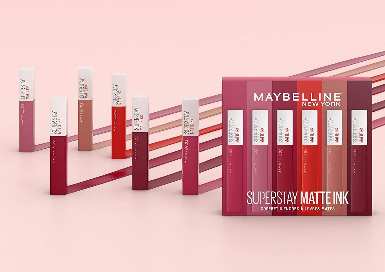 - Coffret Exclusif De 6 Rouges À Lèvres Liquides Longue Tenue - Superstay Matte Ink - Teintes: Lover (15)/Seductress (65)/Artist (120)/Dancer (118)/Pioneer (20)/Voyager (50)