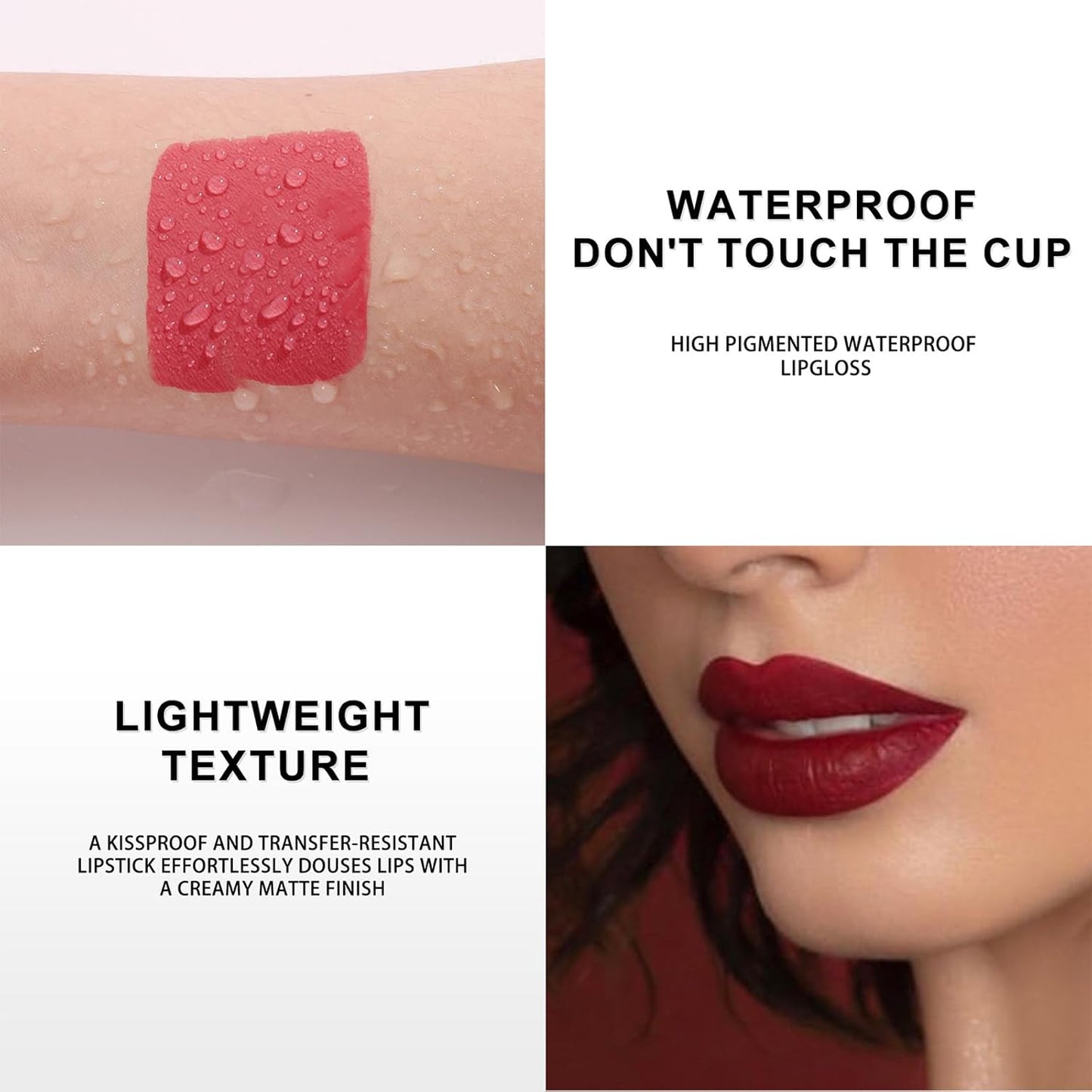 MELLTONG Longue Durée Waterproof Hydratant Tache De Lèvres Gloss, Rouge À Lèvres Liquide Mat, Brillant À Lèvres Mat, Lèvres Longue Durée Maquillage, Glaçage Liquihydratant Pour Les Lèvres, 2.5Ml