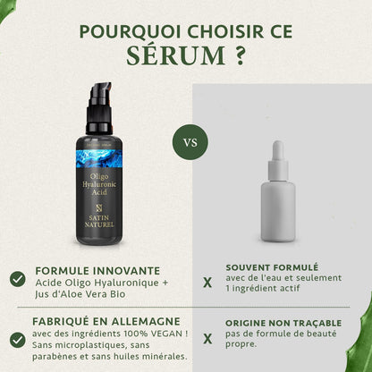 Serum Acide Hyaluronique Visage - Serum Visage Hydratant À L'Acide Hyaluronique Oligo Nouvelle Generation - Acide Hyaluronique Serum Visage - Serum anti Ride Soin Visage Skincare Par Satin Naturel