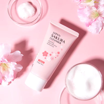 Sakura Cleanser Rich Foam Deep Clean Remove Grease Improve Oily Face Wash Cream Gentle Moisturizing Remove Blackhead Cleanser