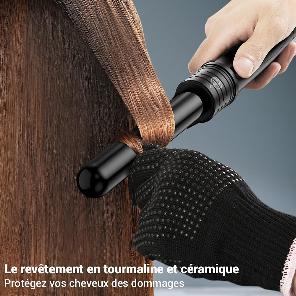 Fer À Boucler Boucleur Céramique Fer À Friser 5 En 1 Avec LCD Écran Multifonction Interchangeable Boucleur a Cheveux Avec Gant ET-W301