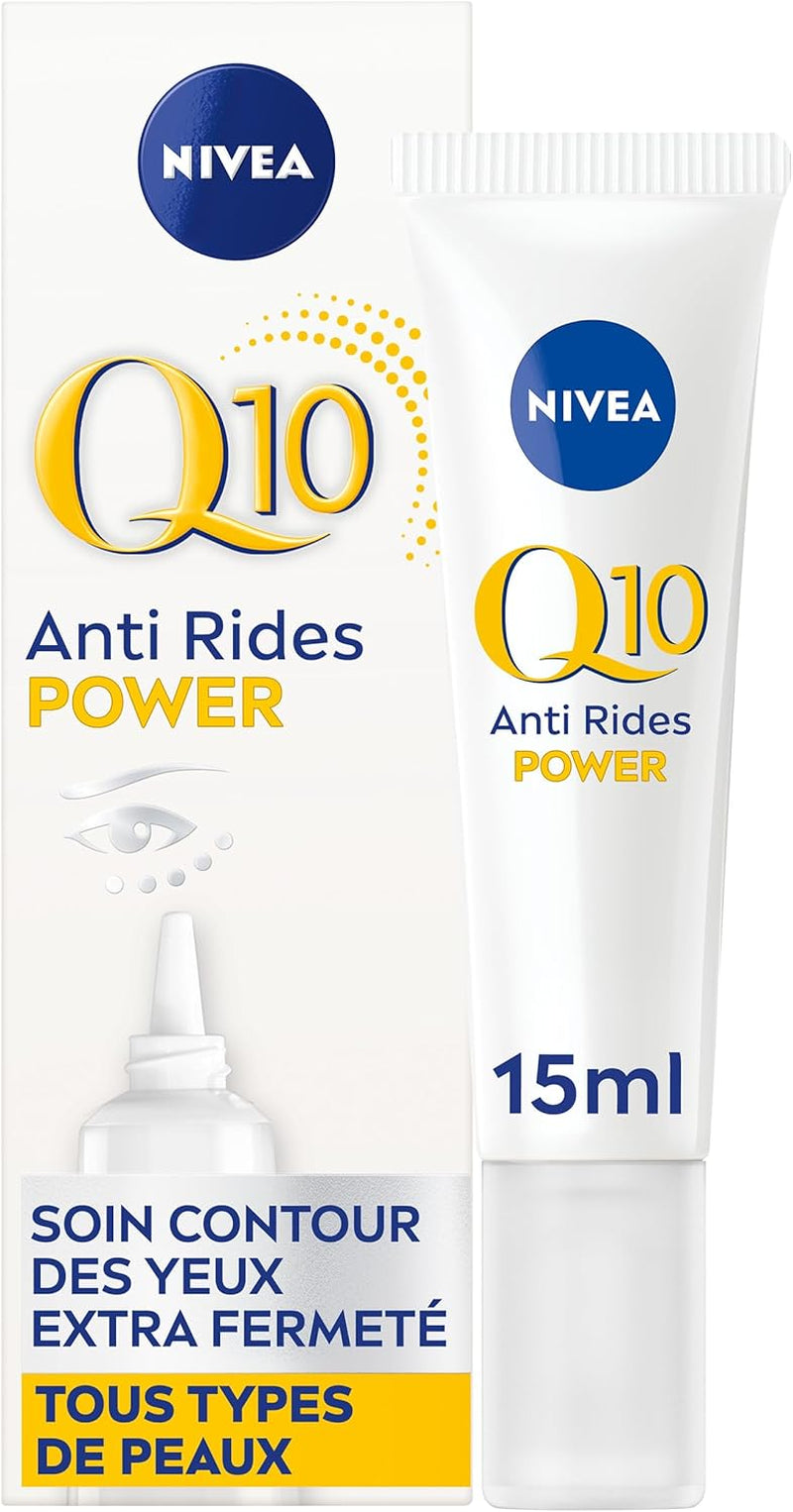 Q10 Power Soin Contour Des Yeux (1X15 Ml), Crème anti Rides Yeux Enrichie En Q10 Pur & Acide Hyaluronique, Soin Anti-Âge Anti-Cernes Booster De Collagène, Crème Hydratante Tous Types De Peaux