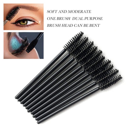 100 Pcs Disposable Eyelash Mascara Brushes for Eye Lashes Extension Eyebrow and Makeup (Black)