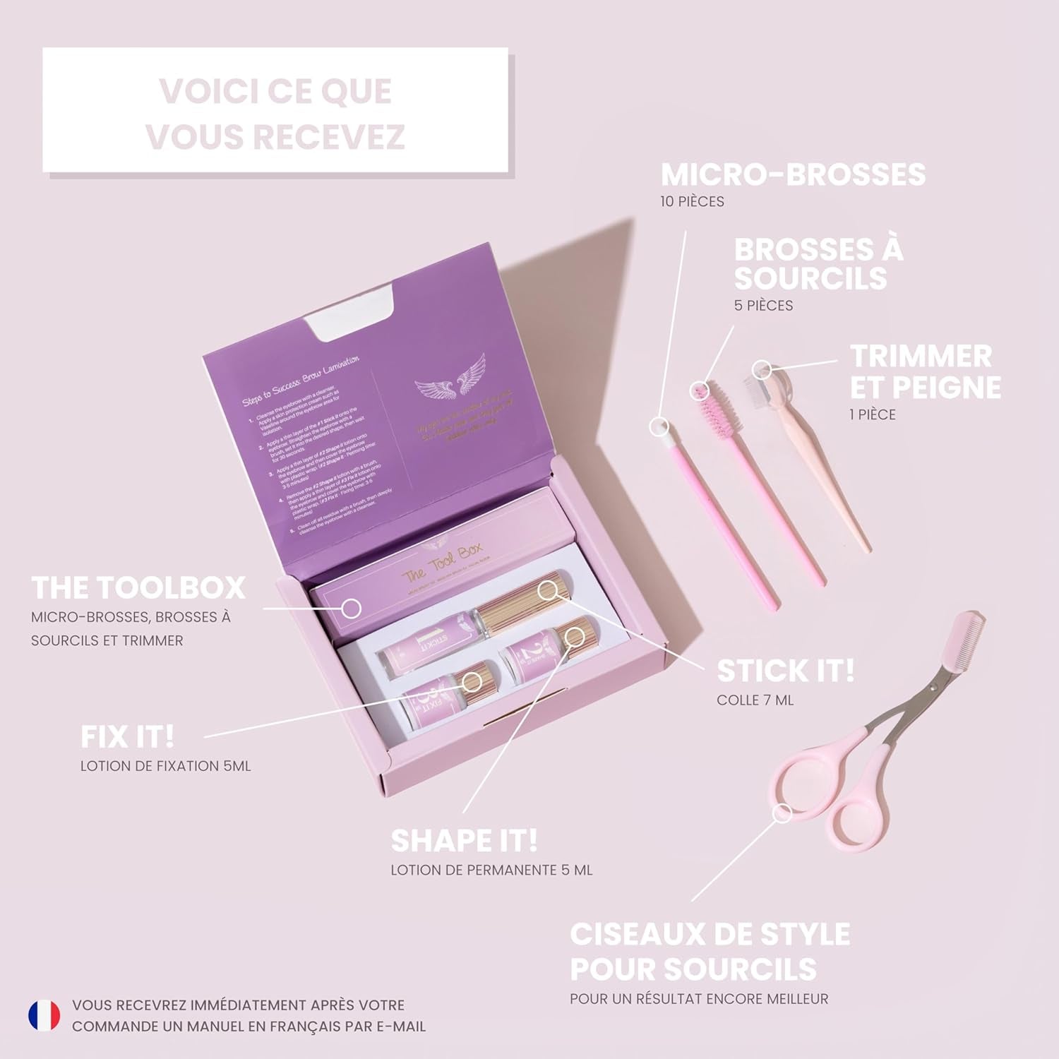 The Goddess Theory® | Kit De Début Brow Lift | Ensemble De Lifting Et Lamination Des Sourcils | Pinceau Et Ciseaux Inclus | Testé Dermatologiquement