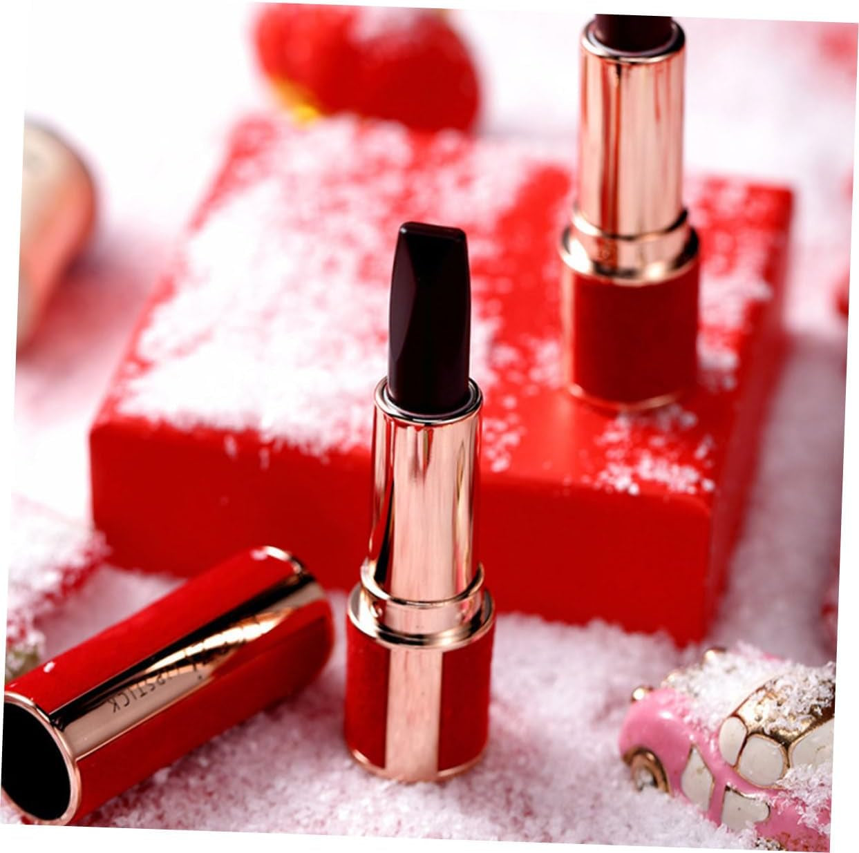 Healvian 1 Pc Rouge À Lèvres Trois Couleurs Rouge À Lèvres Longue Tenue Rouge À Lèvres Brillant Rouge À Lèvres Pour Femme Brillant À Lèvres Pailleté Rouge À Lèvres Hydratant