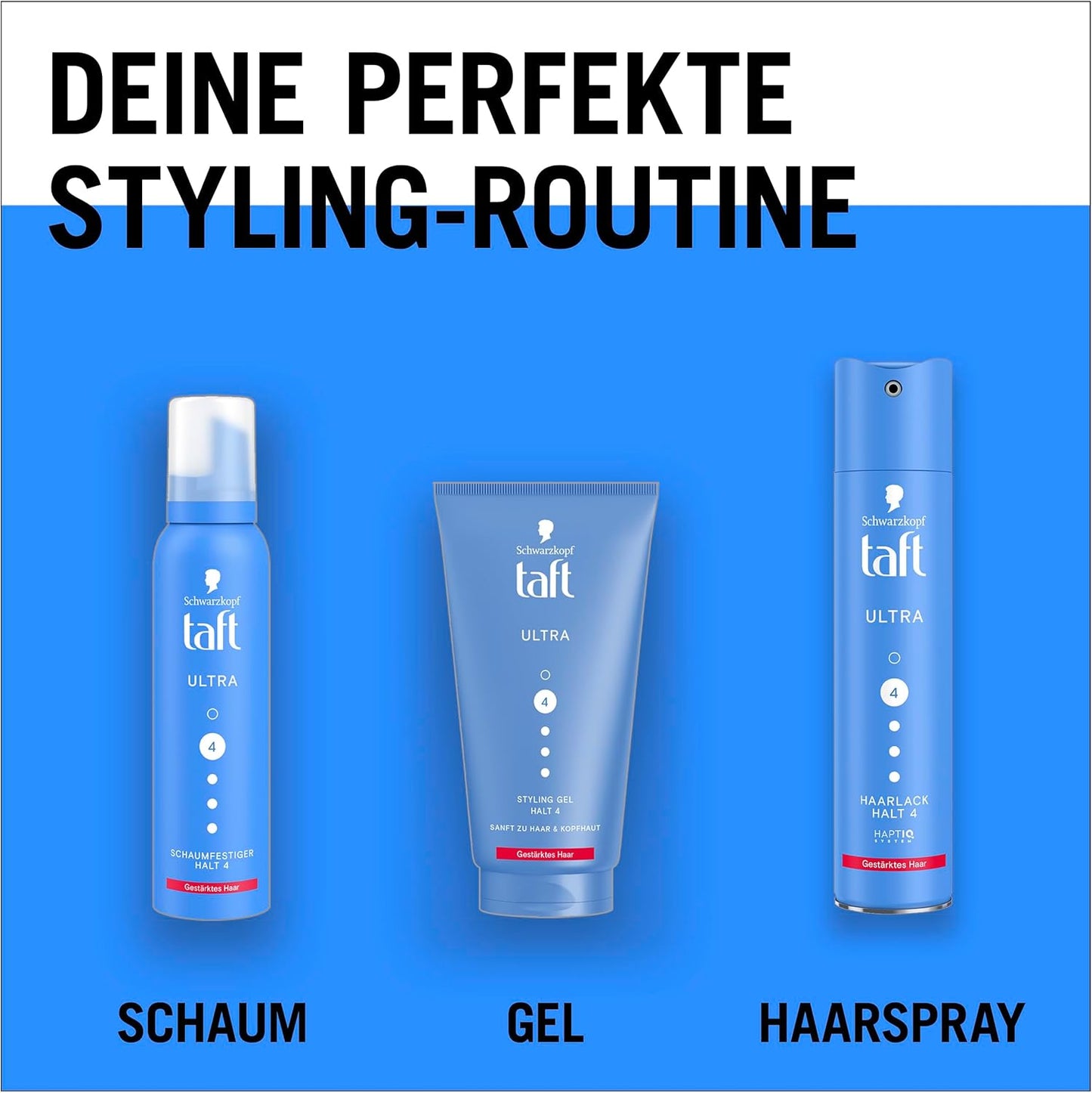 Schwarzkopf Taft Mousse Coiffante Ultra (150 Ml), Tenue Niveau 4, Pour Tous Les Types De Cheveux, Renforce Les Cheveux, Formule Végétalienne*