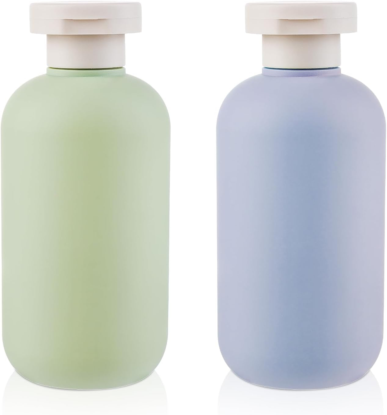 WLLHYF Lot De 2 Flacons Souples Rechargeables En Plastique Avec Bouchon À Rabat - Accessoires De Voyage Pour Shampooing, Crèmes, Lotion, Après-Shampoing (Vert Bleu, 200 Ml)