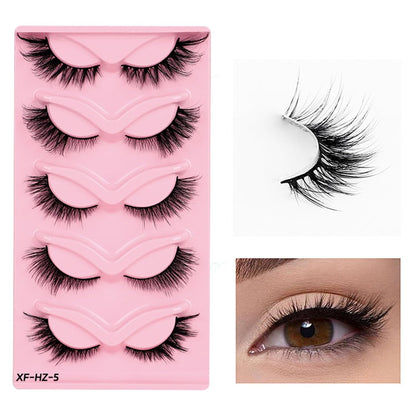 5 Pair Fake Lashes Eye Lashes Natural Look False Eyelashes Corner Lashes Handmade Lashes Reusable Mink Lashes 3D Mink Lashes