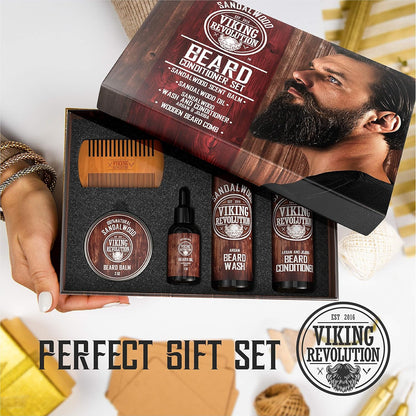 - Kit Barbe Homme - Adoucit, Hydrate & Soulage Les Démangeaisons - Contient Après Shampoing & Shampoing Barbe, Peigne Barbe, Baume & Huile Barbe Homme - Bois De Santal