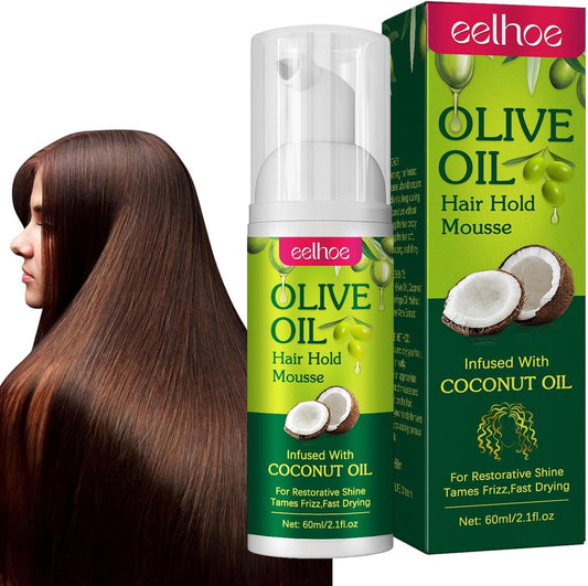 Mousse Pour Les Cheveux, Mousse Hydratante À L'Huile D'Olive Bio Mousse Capillaire Pour Un Contrôle Des Frisottis Mousse Fixatrice Cheveux Pour Cheveux Bouclés, 60 L