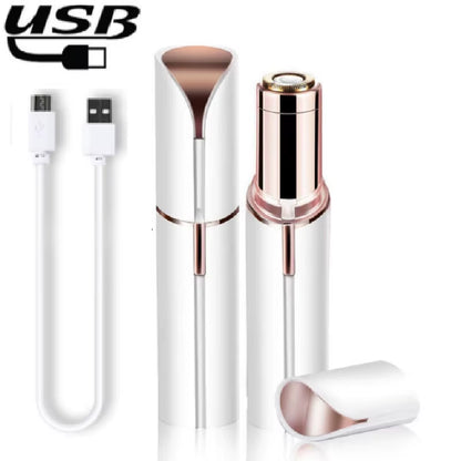 Portable Mini Lipstick Shape Electric Epilator USB Charging Painless Women Shaver Trimmer Body Face Bikini Underarm Hair Removal