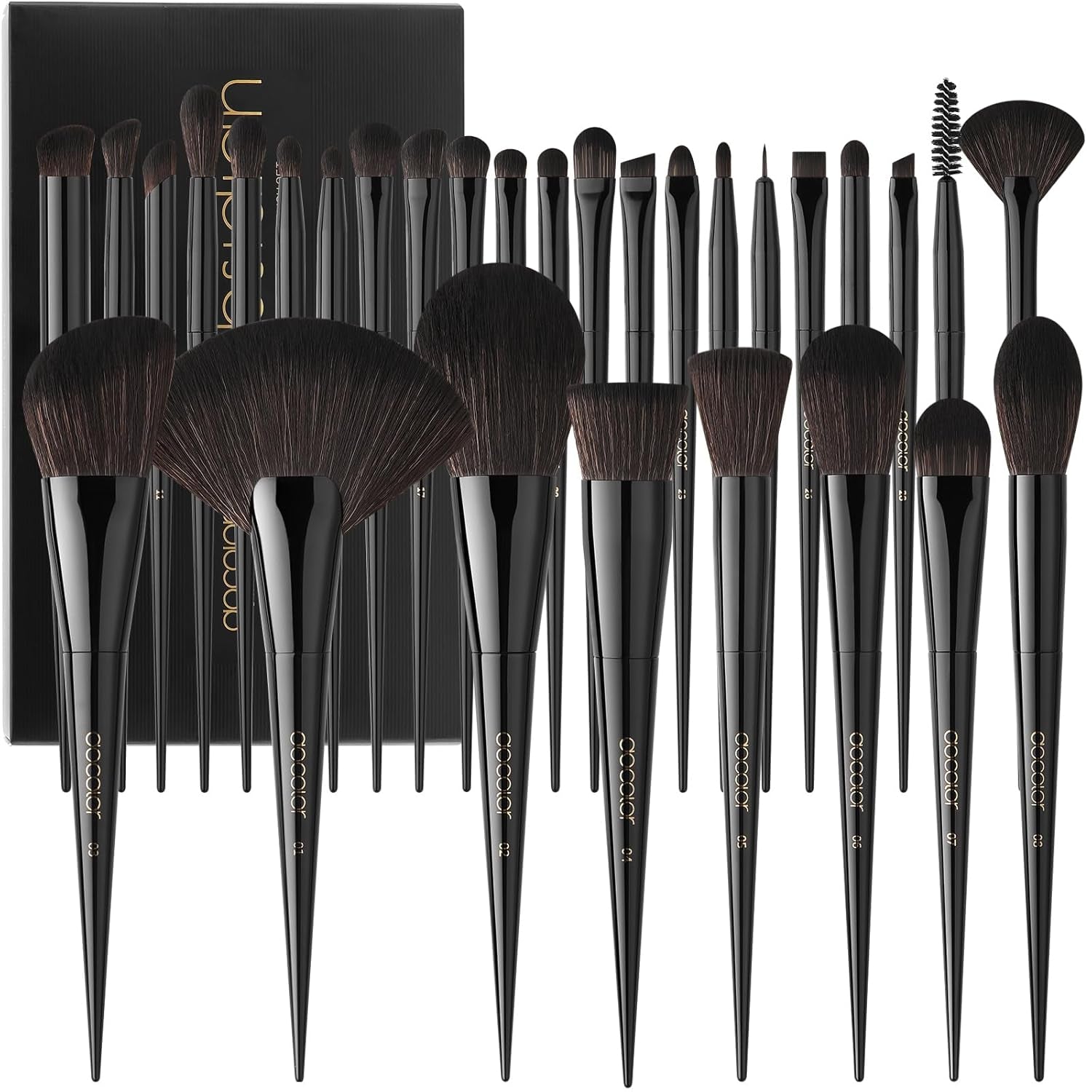 Makeup Brushes Set Professional 30Pcs Obsidian Makeup Brushes Premium Synthetic Powder Kabuki Foundation Contour Blush Concealer Eye Shadow Blending Eyeliner Crease Eyebrow Make up Brush Kit