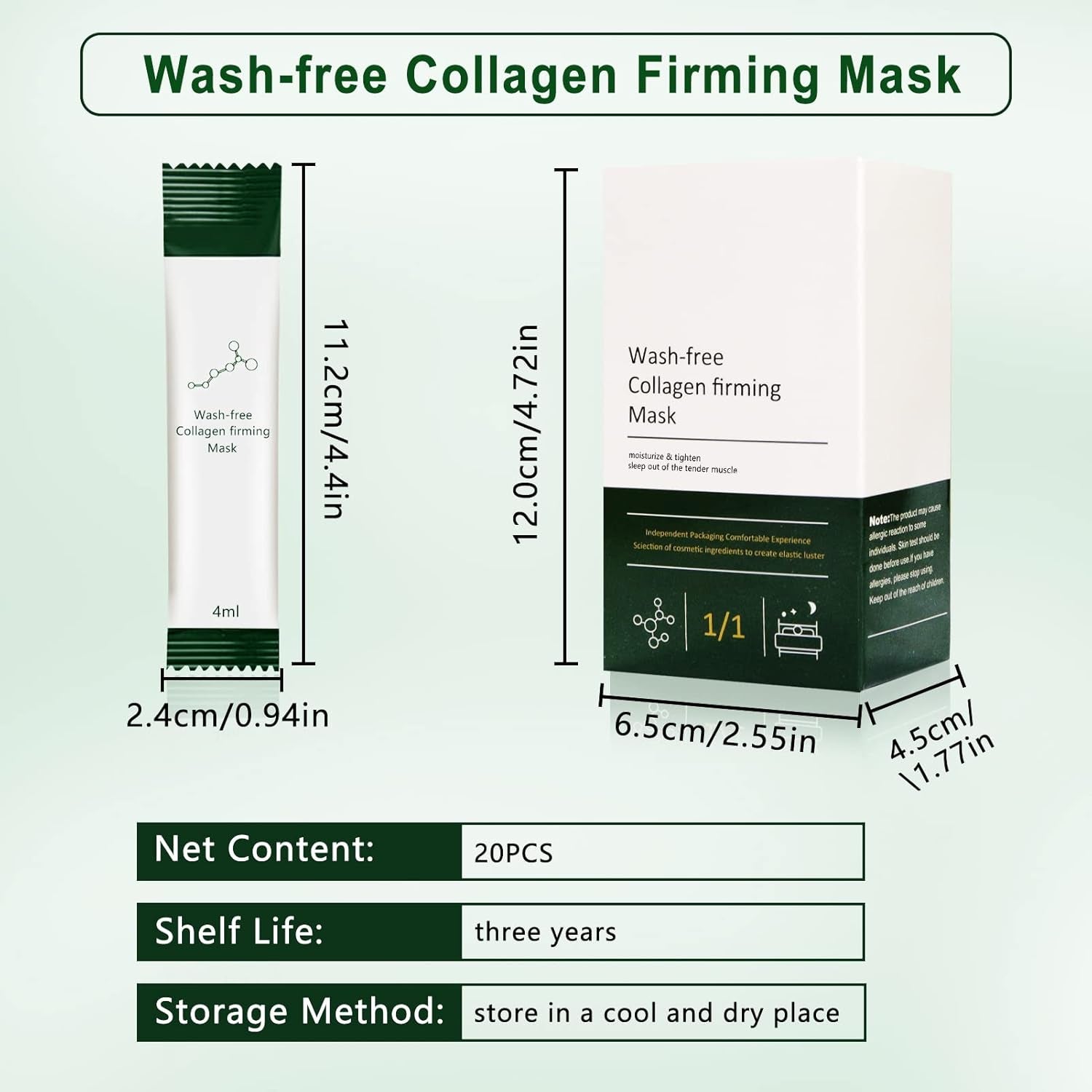 20 Pièces Collagen Sheet Mask, Masque Raffermissant Au Collagène, Korean Wash-Free Collagen Firming Mask, Masque Collagene Visage, Masque Visage Soin Pour Femme Hommes