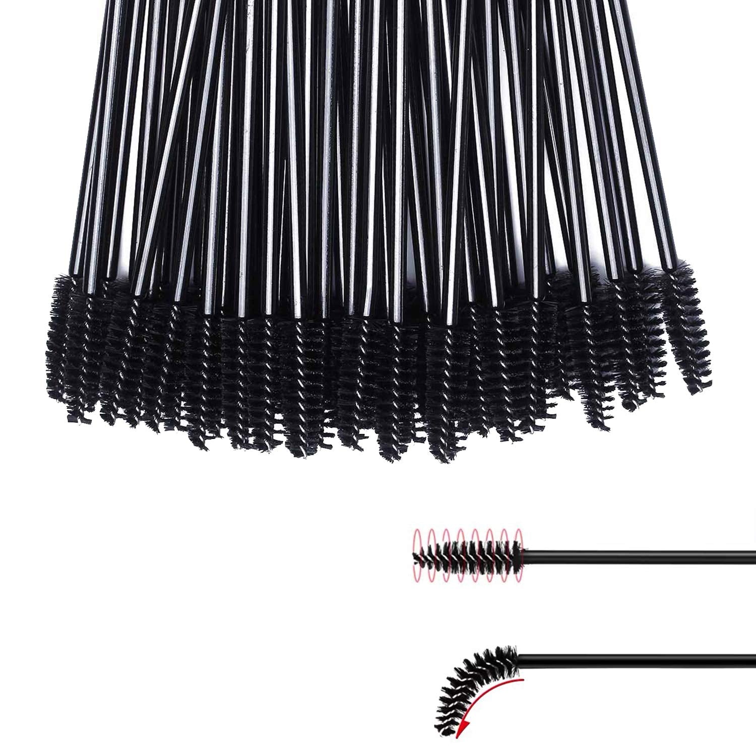 100 Pcs Disposable Eyelash Mascara Brushes for Eye Lashes Extension Eyebrow and Makeup (Black)