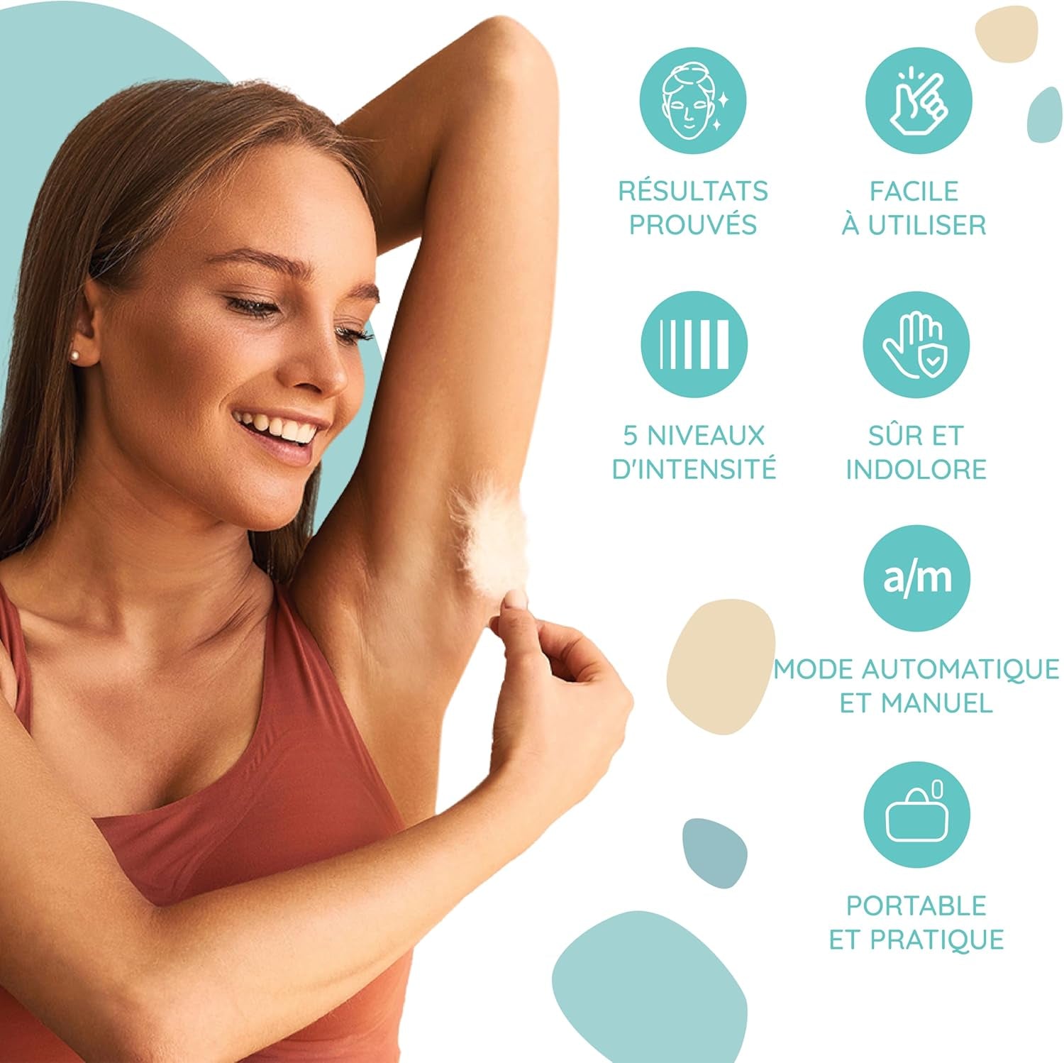 ® Luminare Skin - Épilateur Lumière Pulsée, Épilateur Avec 2 Modes Et 5 Niveaux D'Énergie, Épilation Laser Pour Femme Et Homme, Visage, Corps, Bikini, Aisselles.