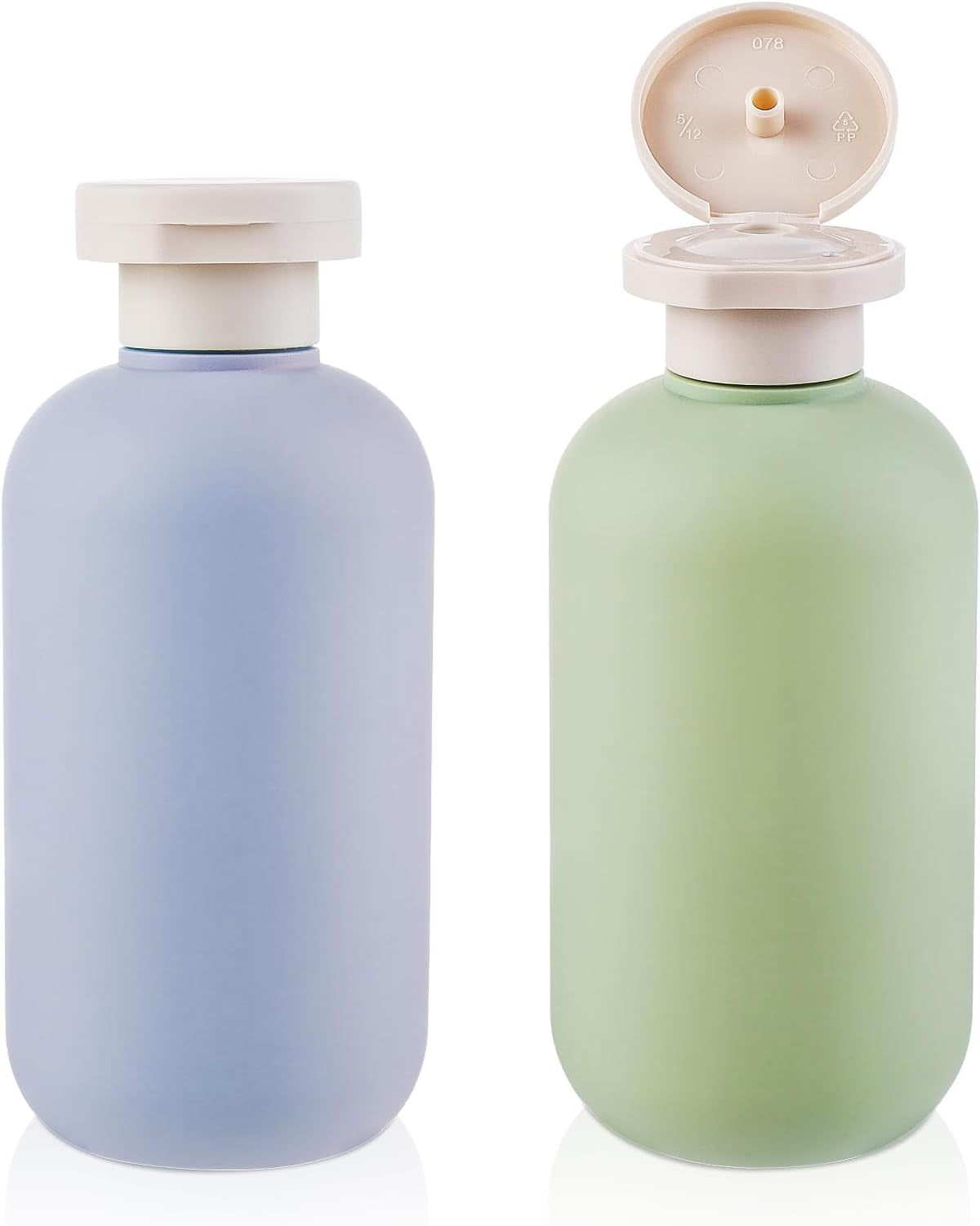 WLLHYF Lot De 2 Flacons Souples Rechargeables En Plastique Avec Bouchon À Rabat - Accessoires De Voyage Pour Shampooing, Crèmes, Lotion, Après-Shampoing (Vert Bleu, 200 Ml)