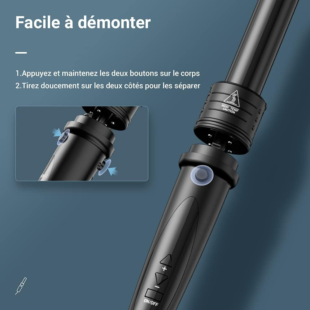 Fer À Boucler Boucleur Céramique Fer À Friser 5 En 1 Avec LCD Écran Multifonction Interchangeable Boucleur a Cheveux Avec Gant ET-W301