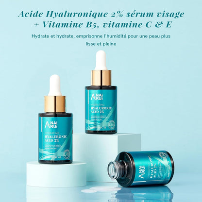 Sérum Acide Hyaluronique Visage Pour La Vitamine C/E - Sérum Visage Anti-Âge Rides/Taches, Hydratante, Lissant, Nourrissant, Éclairer, Antioxydant, Soins Pour Le Visage, 30Ml