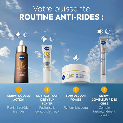 Q10 Power Soin Contour Des Yeux (1X15 Ml), Crème anti Rides Yeux Enrichie En Q10 Pur & Acide Hyaluronique, Soin Anti-Âge Anti-Cernes Booster De Collagène, Crème Hydratante Tous Types De Peaux